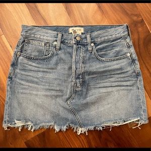 NWT Madewell Denim Mini Skirt Raw Hem Rigid A Line